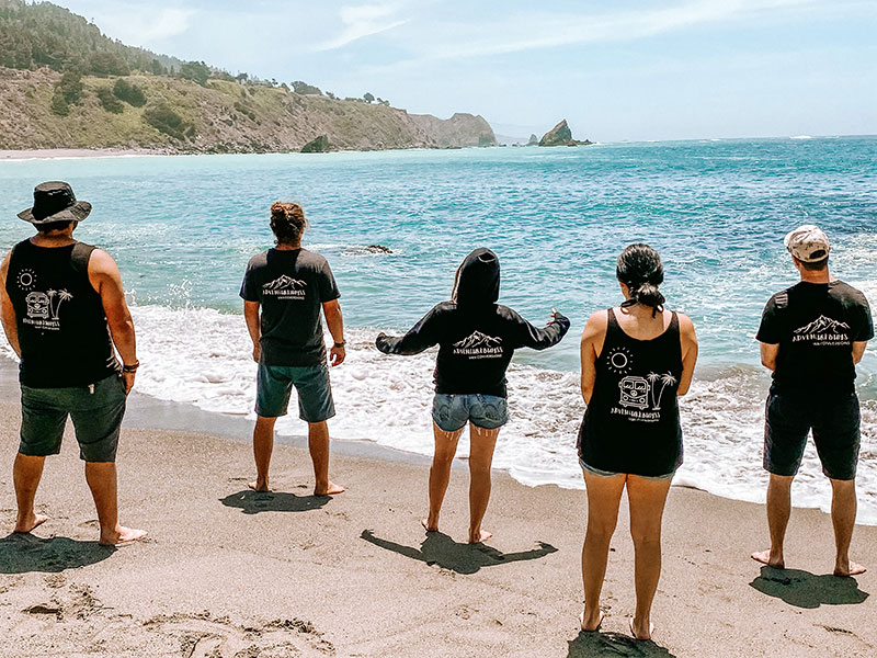 The AdventureBumss crew at ocean